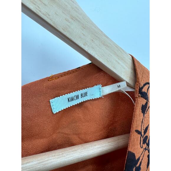 Urban Outfitters Kimchi Womens Orange Floral Mini Dress Size M Fall Feminine - Picture 7 of 10